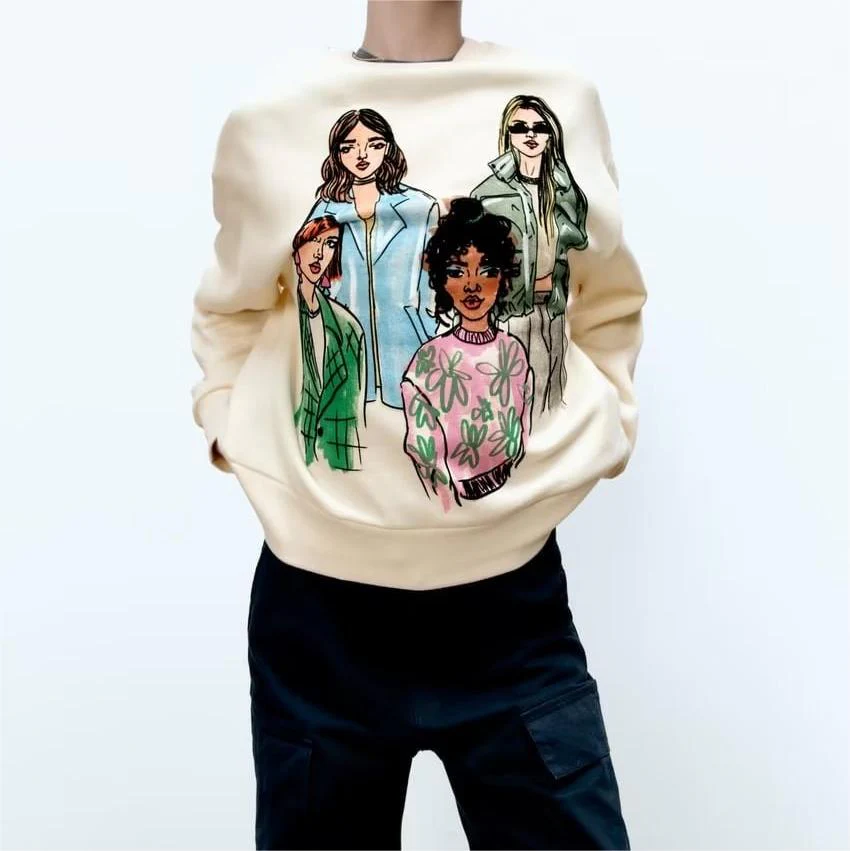 Madelief | Illustrated crew neck sweatshirt for women