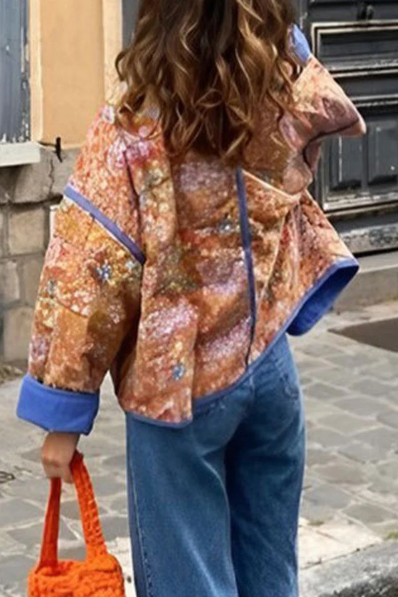 Magaly | British style street outerwear with floral patchwork and stand-up collar - Image 4
