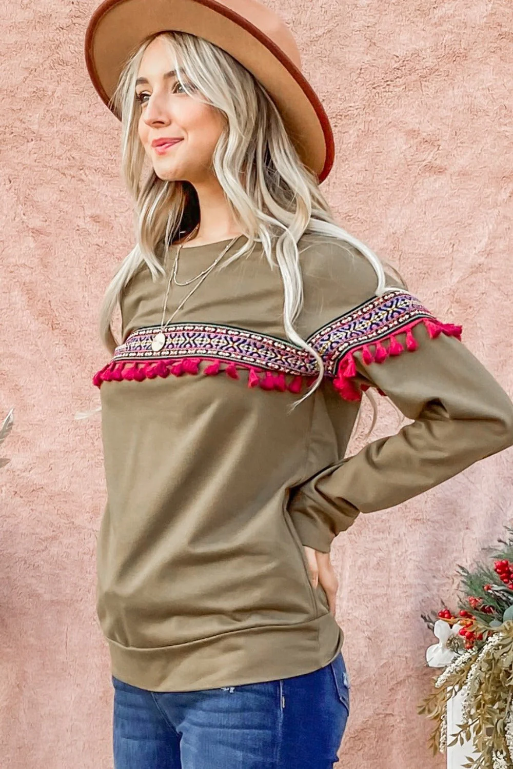 Magda | And the Why ethnic top with ribbon and tassel trim - Image 3