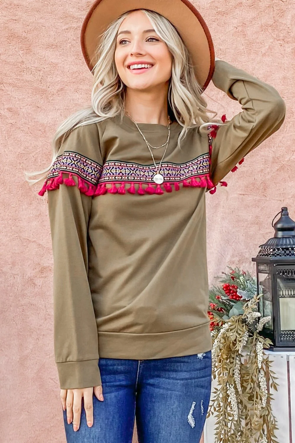Magda | And the Why ethnic top with ribbon and tassel trim - Image 4
