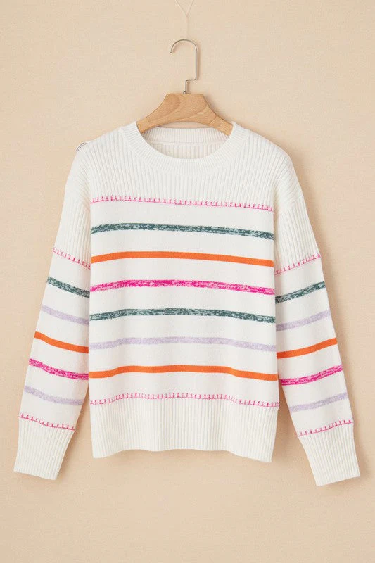 Magda | Colorful striped crew neck sweater with ribbed edges - Image 16