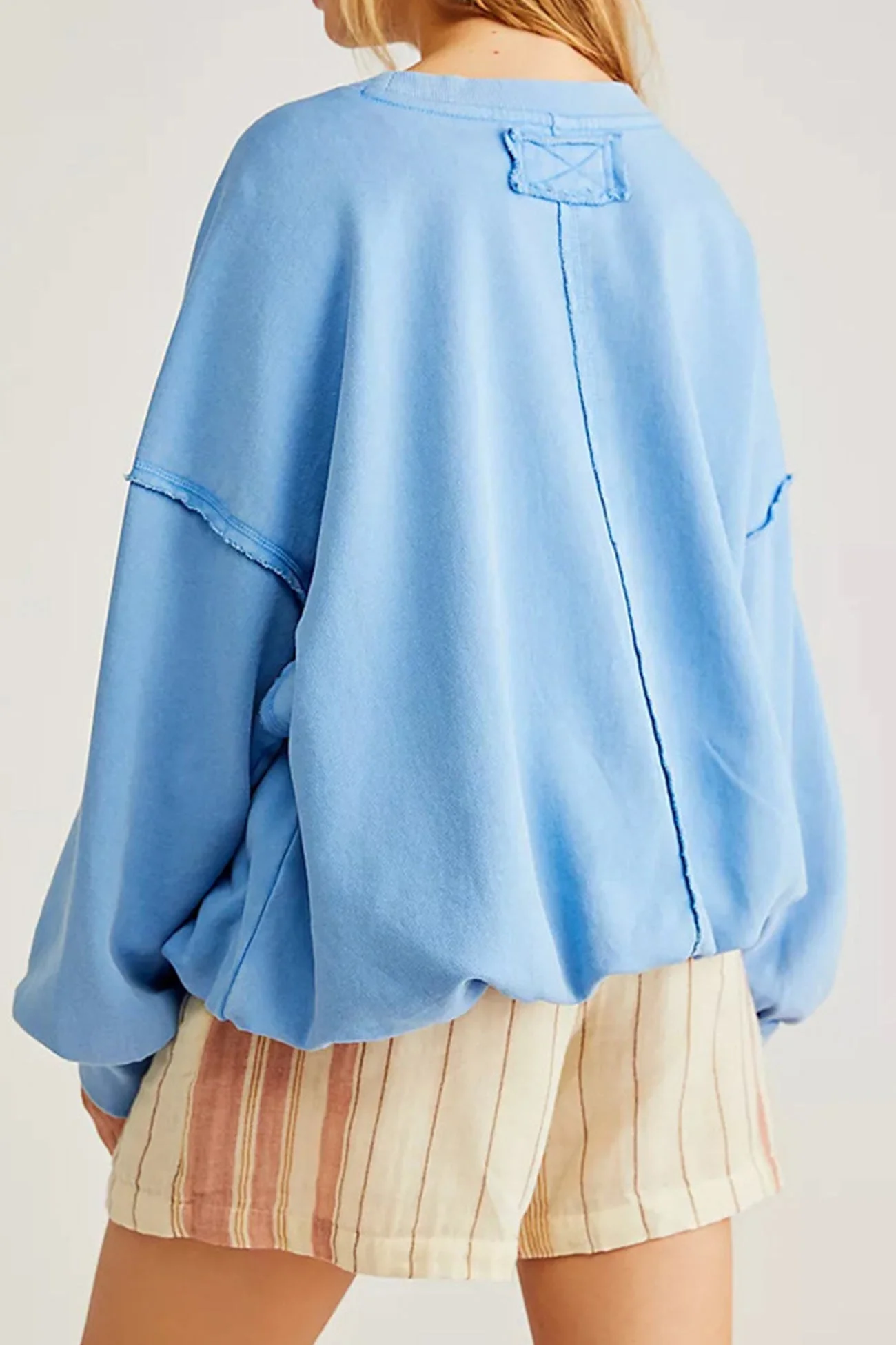Magda | Solid raw edge crew neck sweatshirt - Image 3
