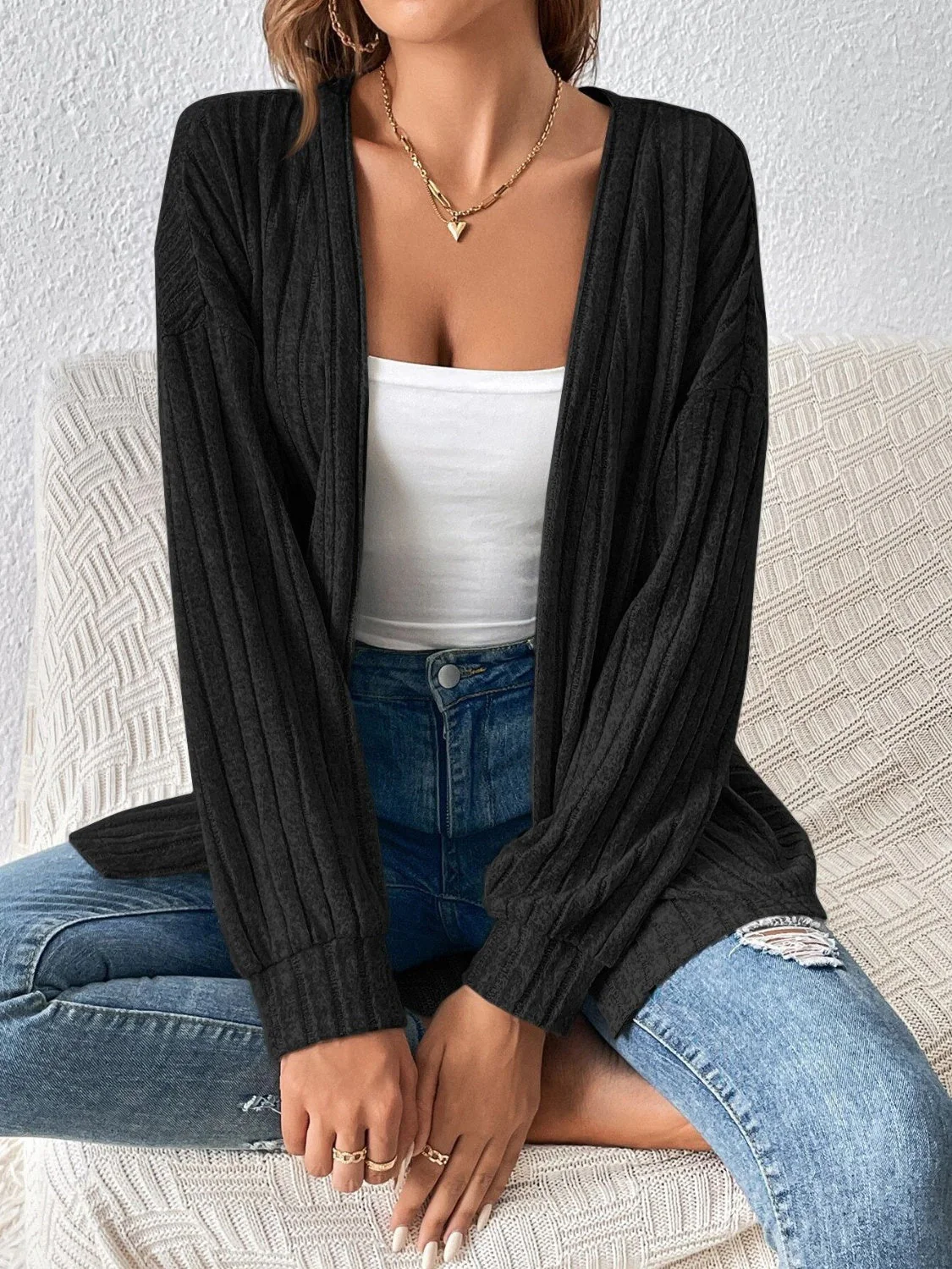 Magdalena | Long sleeve open front cardigan - Image 3