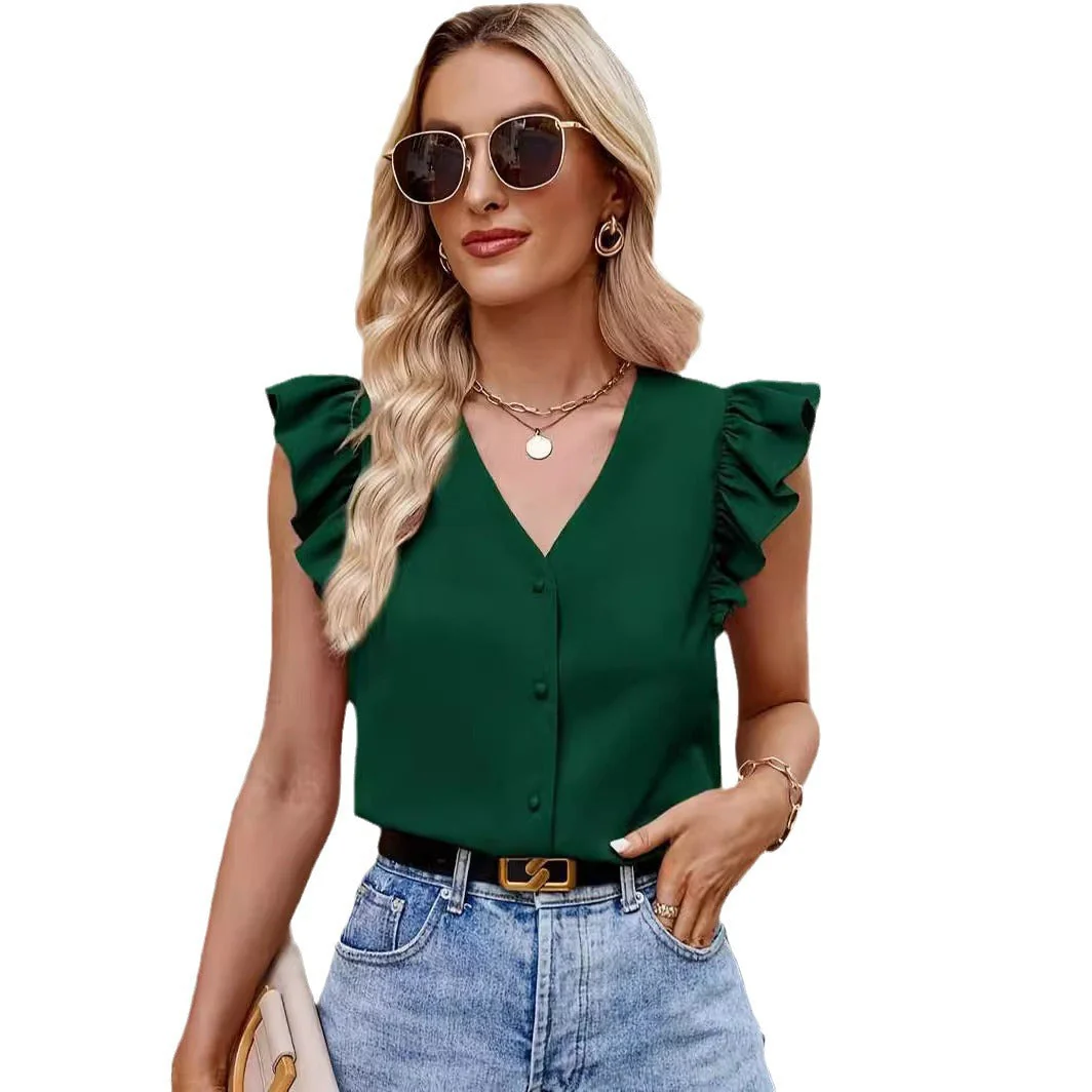 Magdalena® | Women'S Blouse With Flounce Sleeves And V-Neck - Image 4