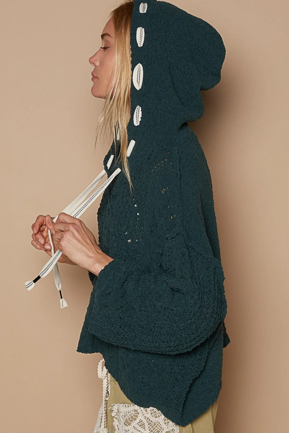 Maite | Chenille cable knit sweater with hood - Image 2
