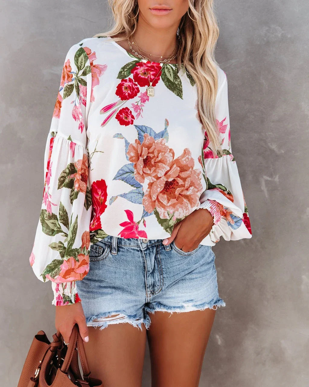 Maite® | Women'S Blouse With Voluminous Sleeves And Floral Design - Image 8