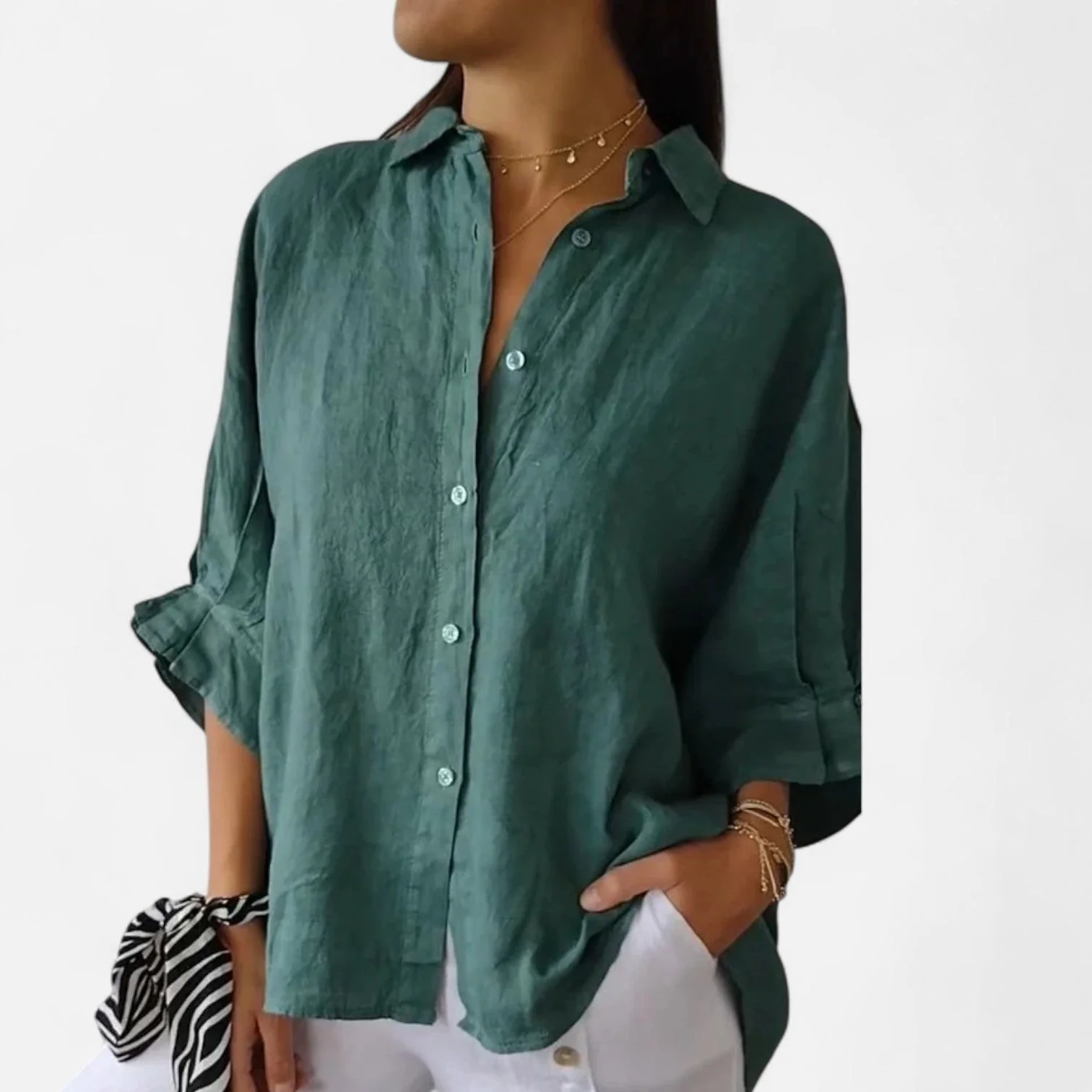 Malena® | Chemise d'été en lin pour femme Grace without effort, elegance respirante - Image 8