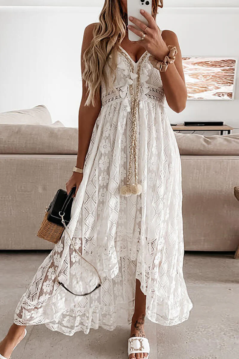 Mandy® | Lace And Ruffle Mullet Midi Dress - Image 5