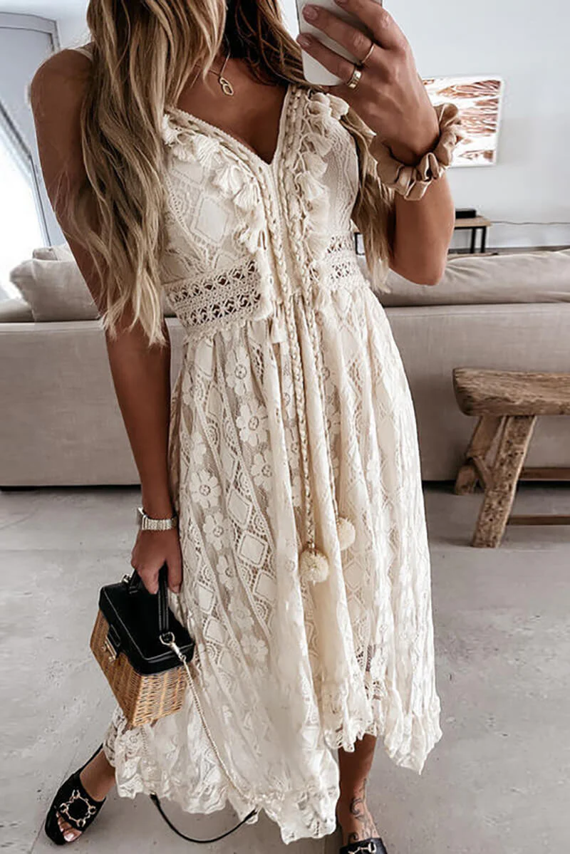 Mandy® | Lace And Ruffle Mullet Midi Dress - Image 6