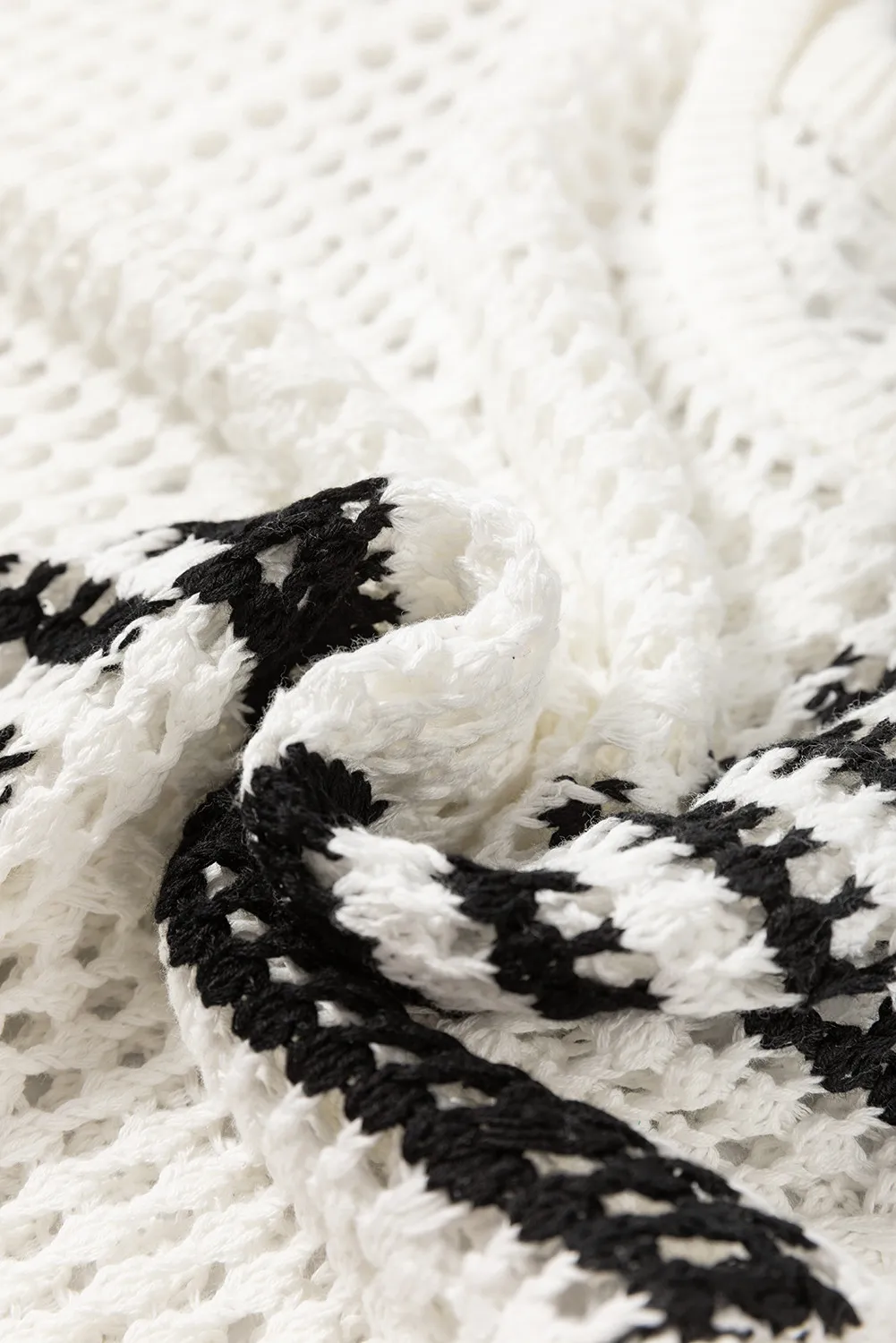 Manuela | Openwork striped cardigan with a crew neck - Image 4
