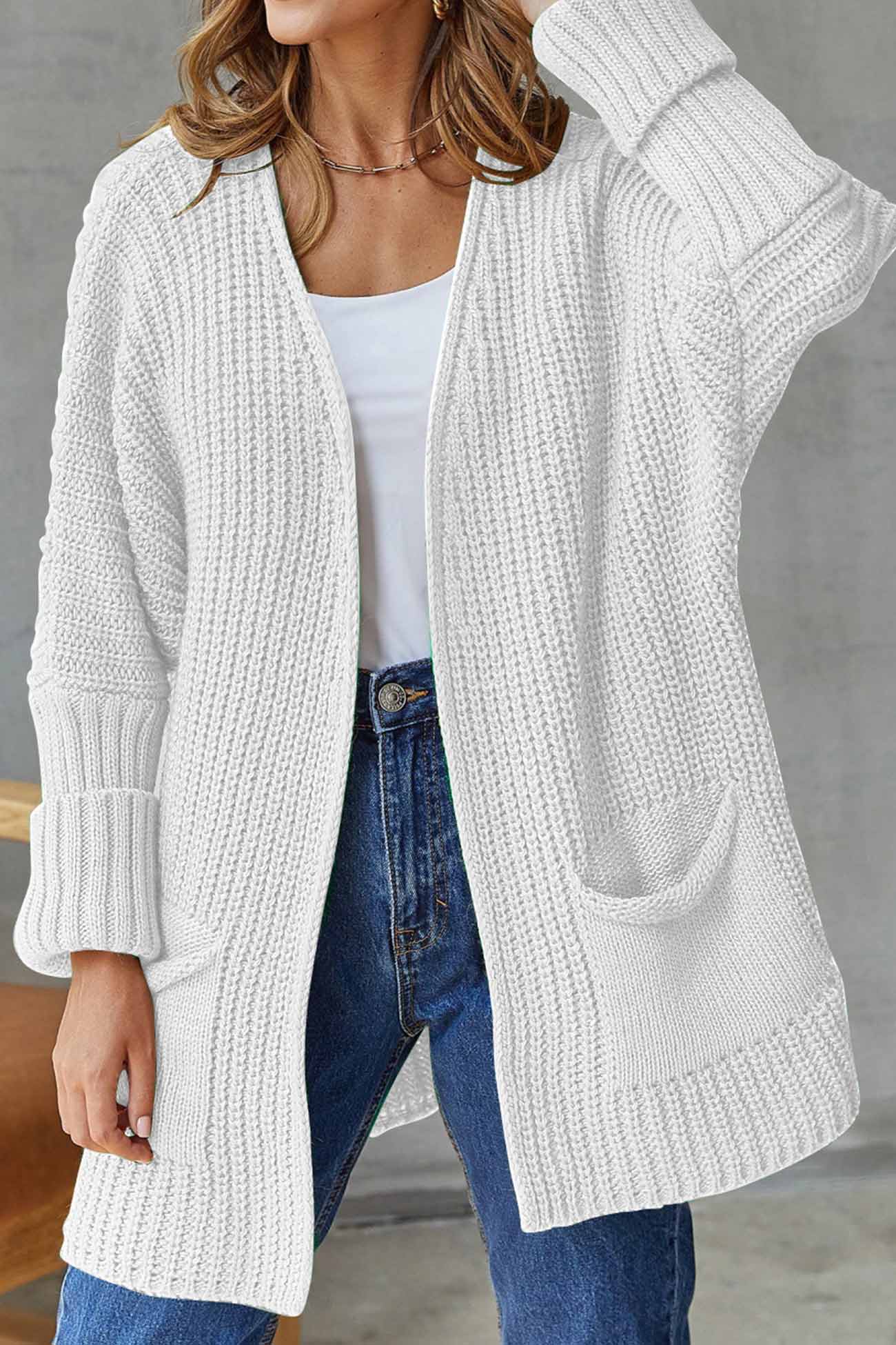 Manuela | Solid long cardigan with open front - Image 11
