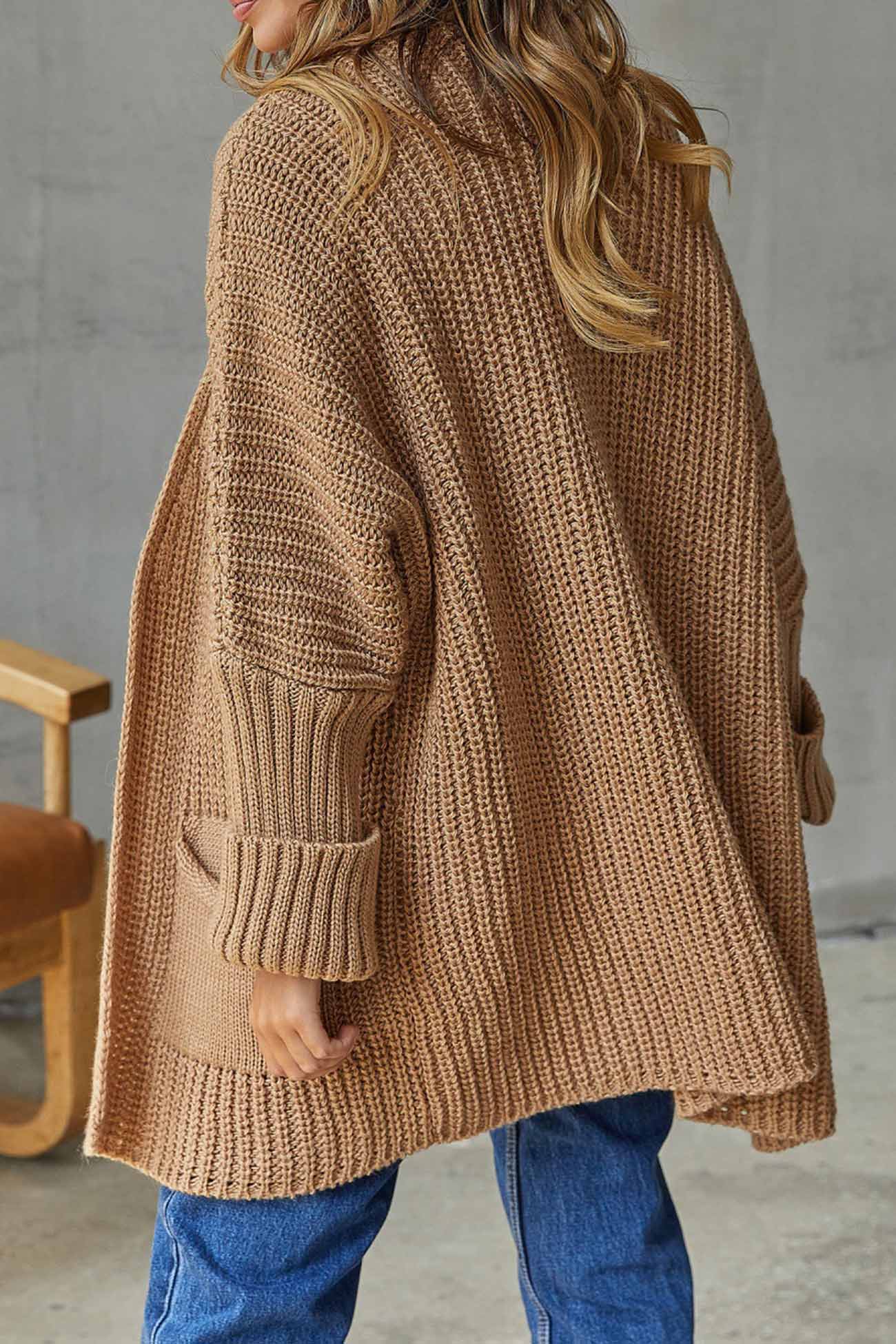 Manuela | Solid long cardigan with open front - Image 3