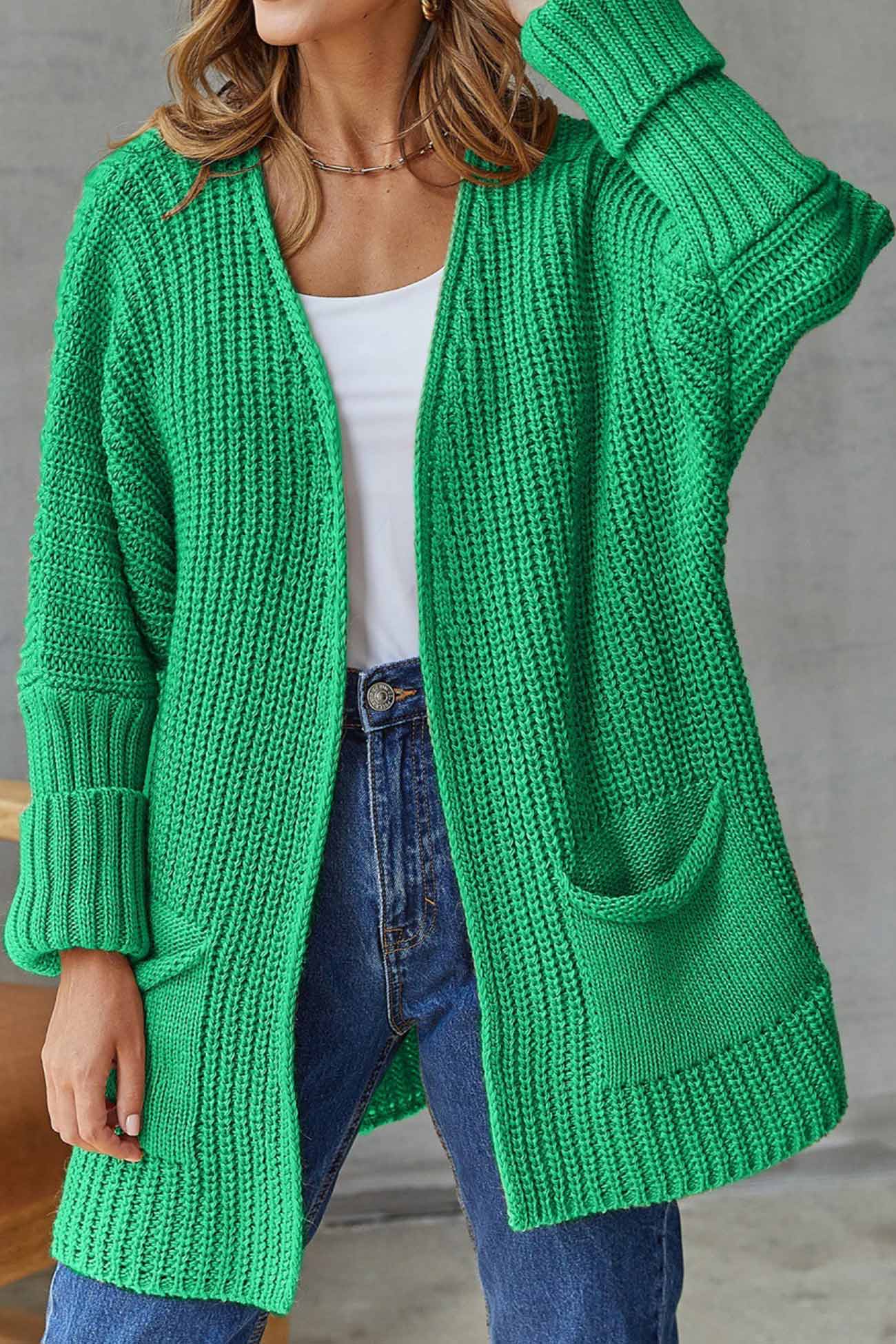 Manuela | Solid long cardigan with open front - Image 4