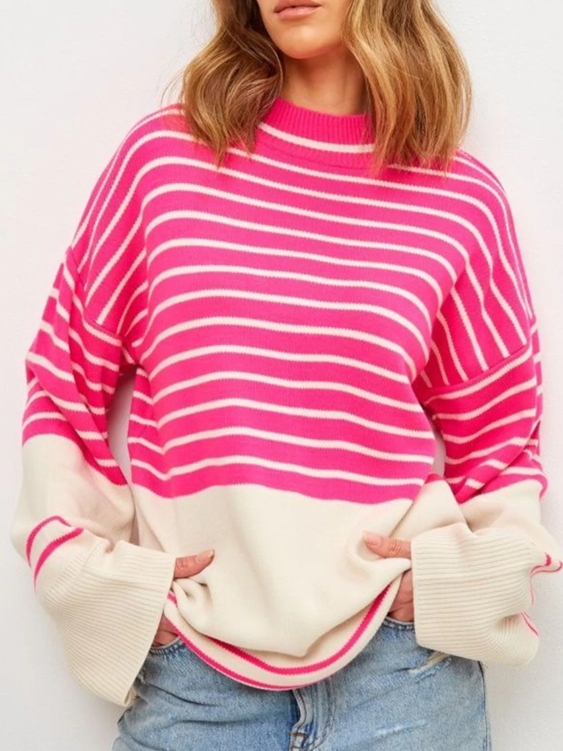 Manuela | Striped long-sleeved sweater with stand-up collar - Image 11