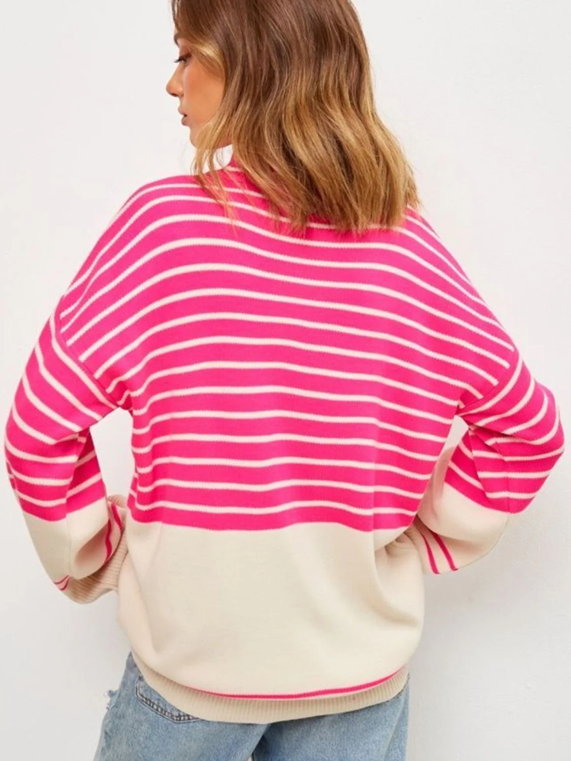 Manuela | Striped long-sleeved sweater with stand-up collar - Image 12