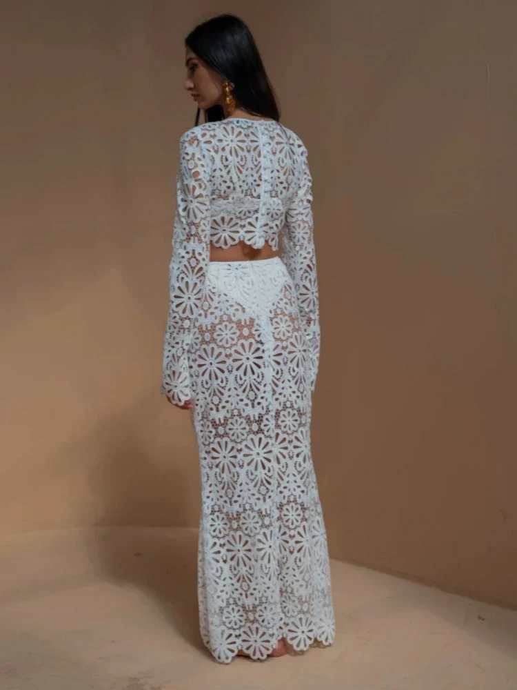 Marcela® | Elegant Beach Set With White Embroidery And Sexy Top - Image 3