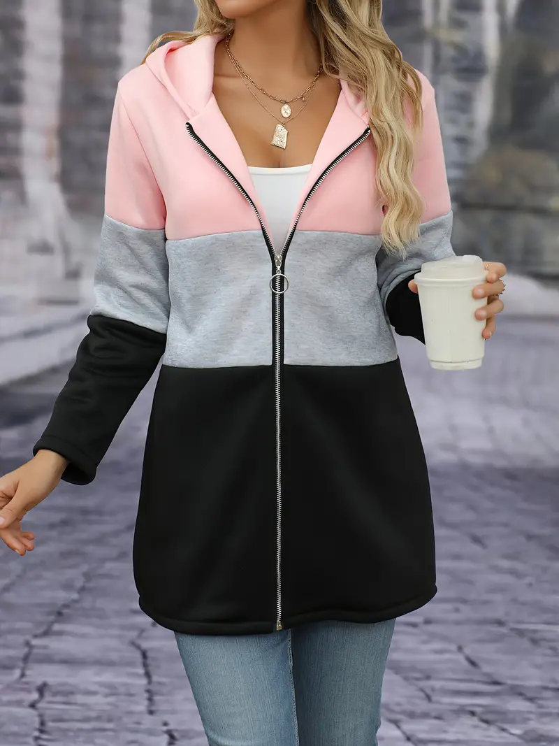 Marcela | Elegant three-color hooded jacket - Image 3