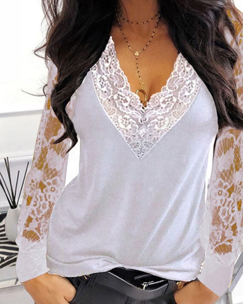 Marcela® | Lace Blouse With V-Neck And Long Sleeves - Image 5