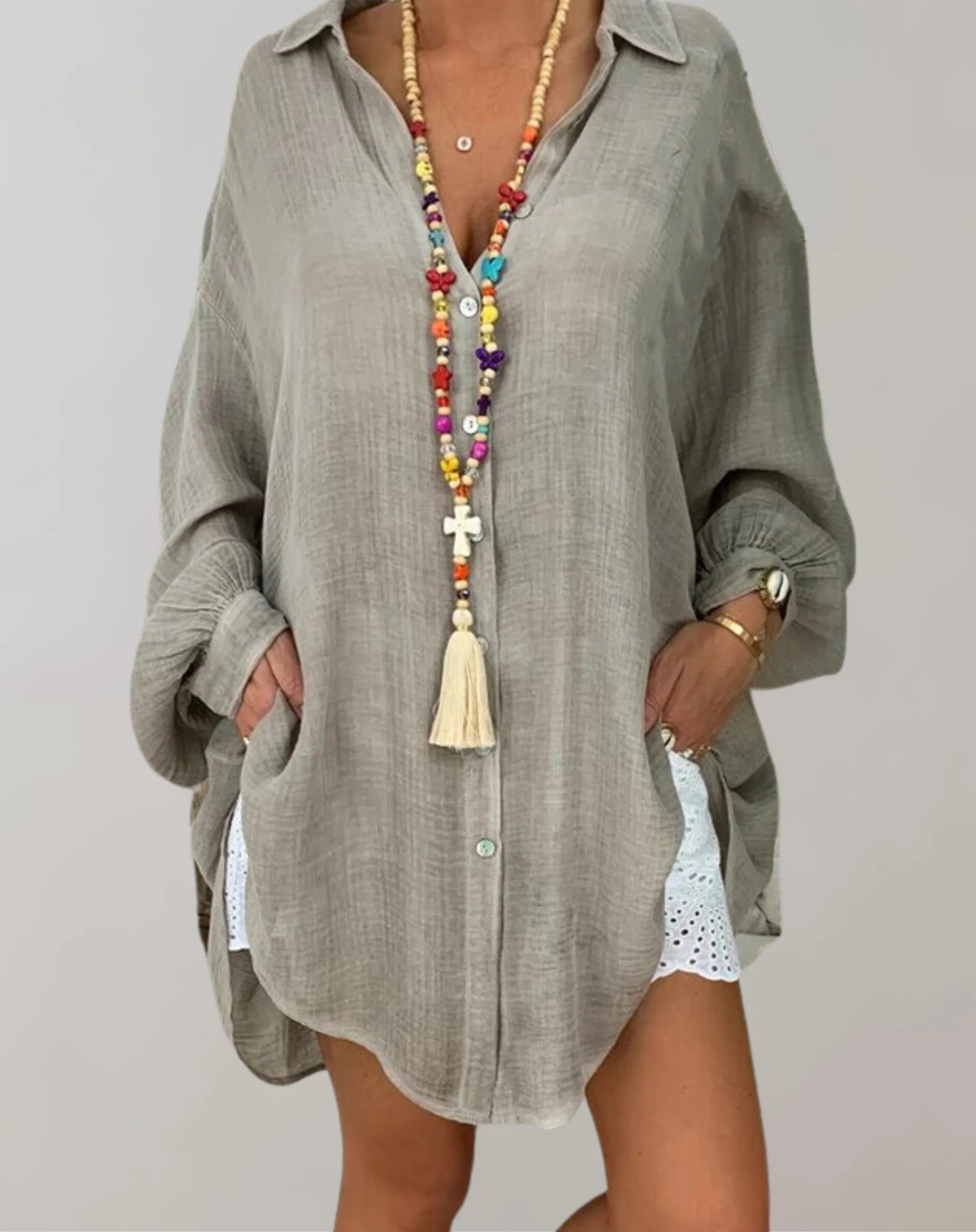 Marcela® | Long-Sleeved Linen Shirt In Plus Sizes - Image 5