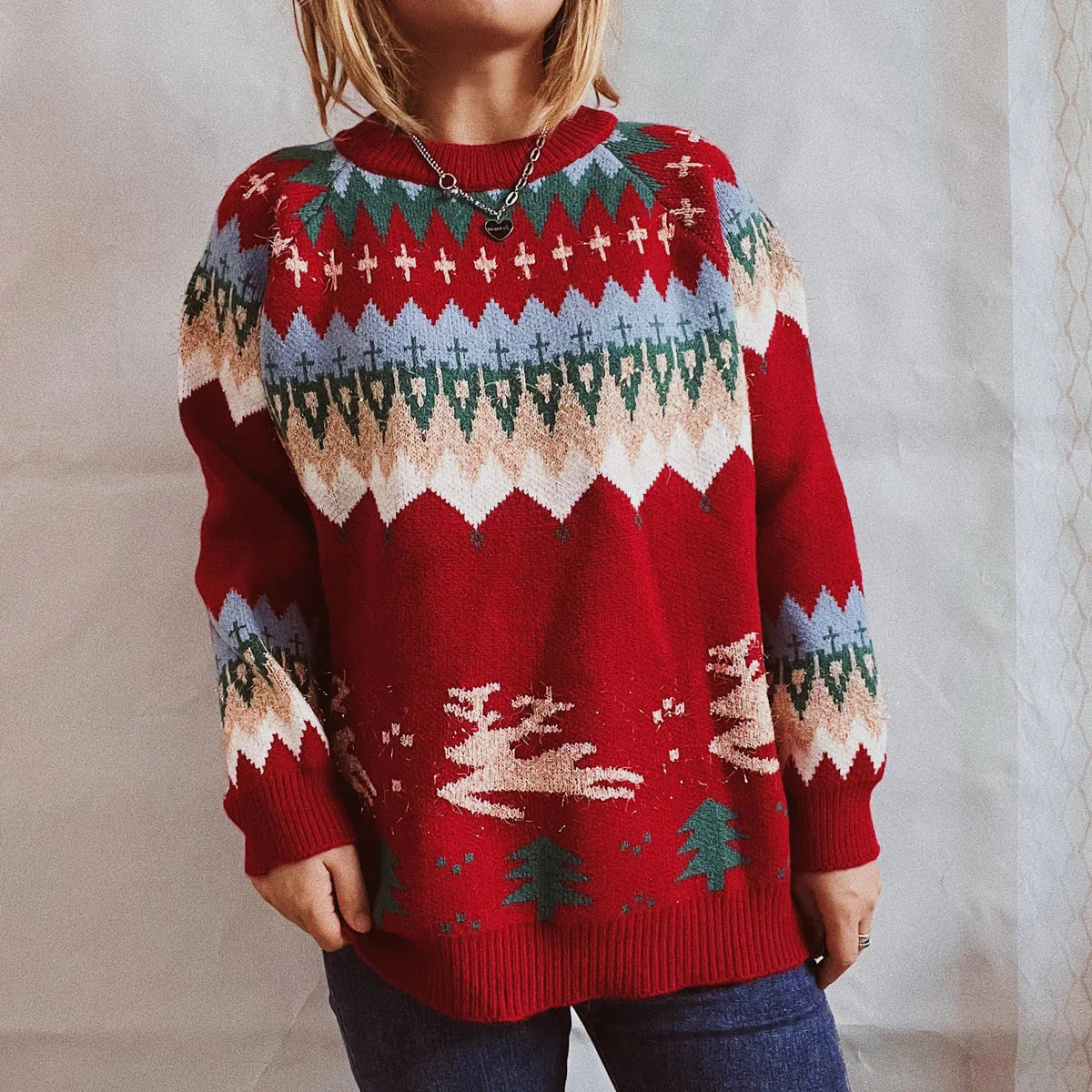 Marcela | Pilar Christmas sweater with raglon sleeves for women - Image 2