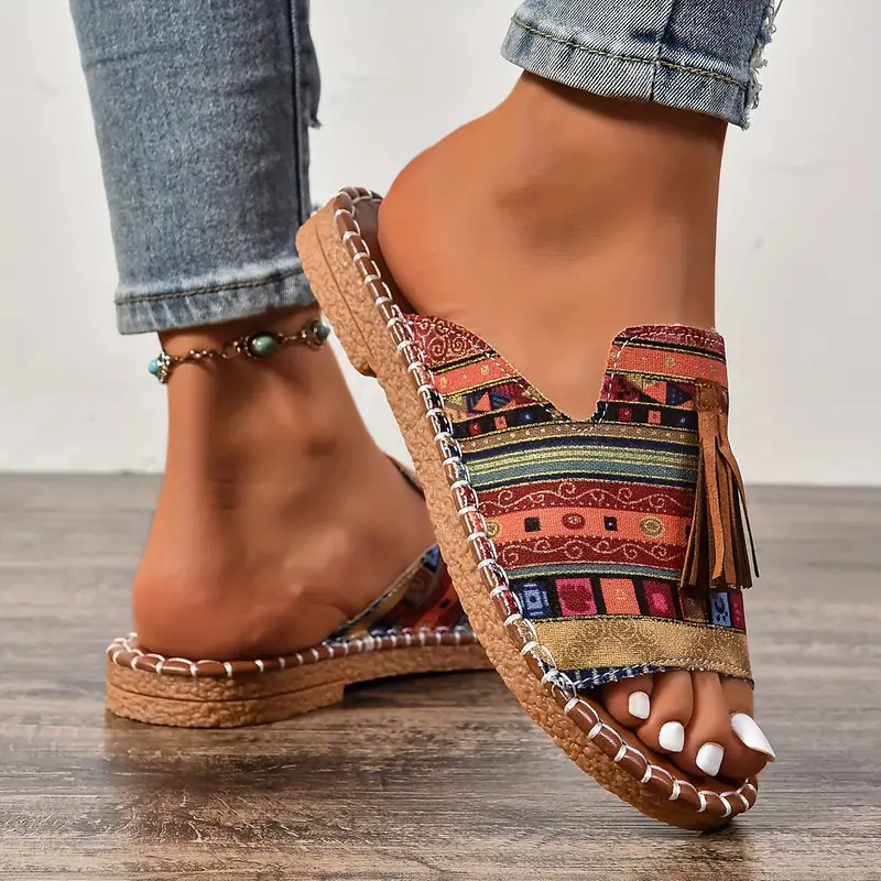 Marcella® | Ethnic Style Flat Sandals With Tassel - Image 2