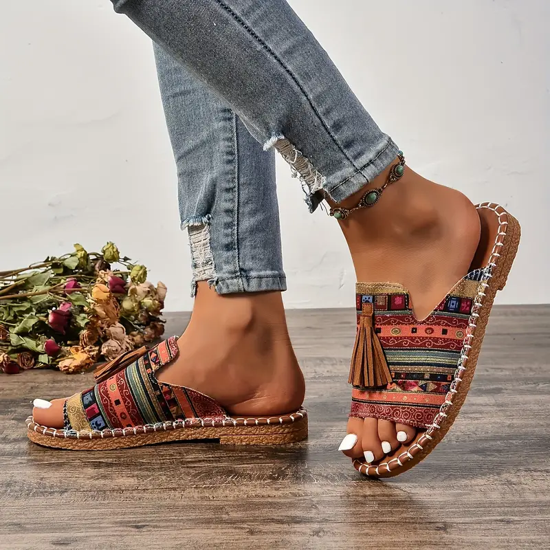 Marcella® | Ethnic Style Flat Sandals With Tassel - Image 3