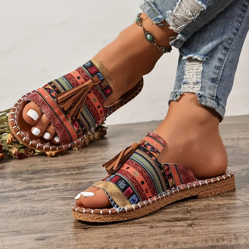 Marcella® | Ethnic Style Flat Sandals With Tassel - Image 4