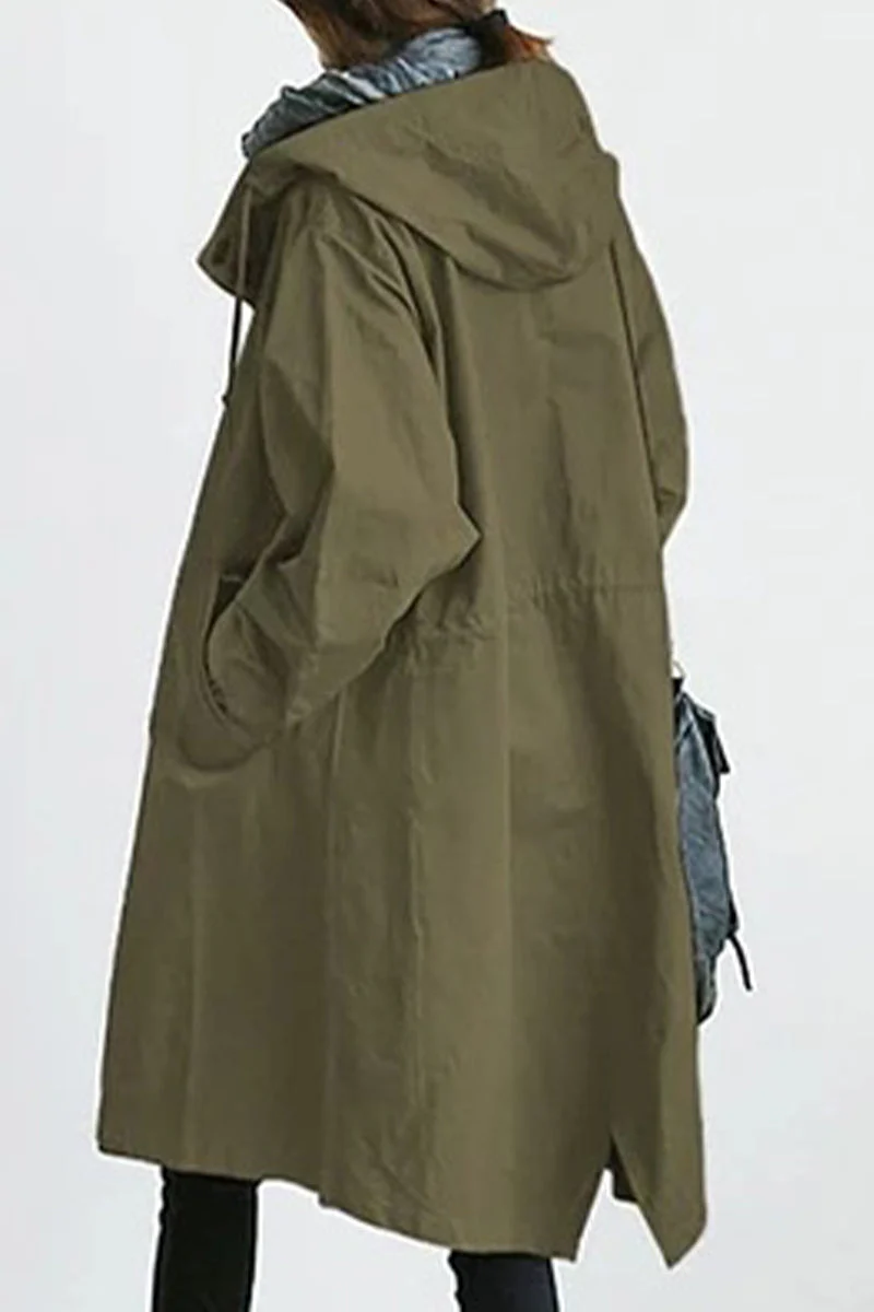 Marcia | British style, solid outerwear with pocket buttons and hooded collar - Image 7