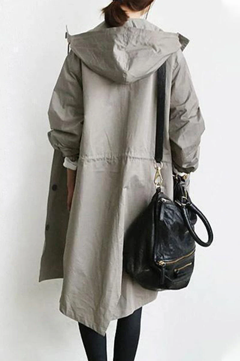 Marcia | British style, solid outerwear with pocket buttons and hooded collar - Image 8