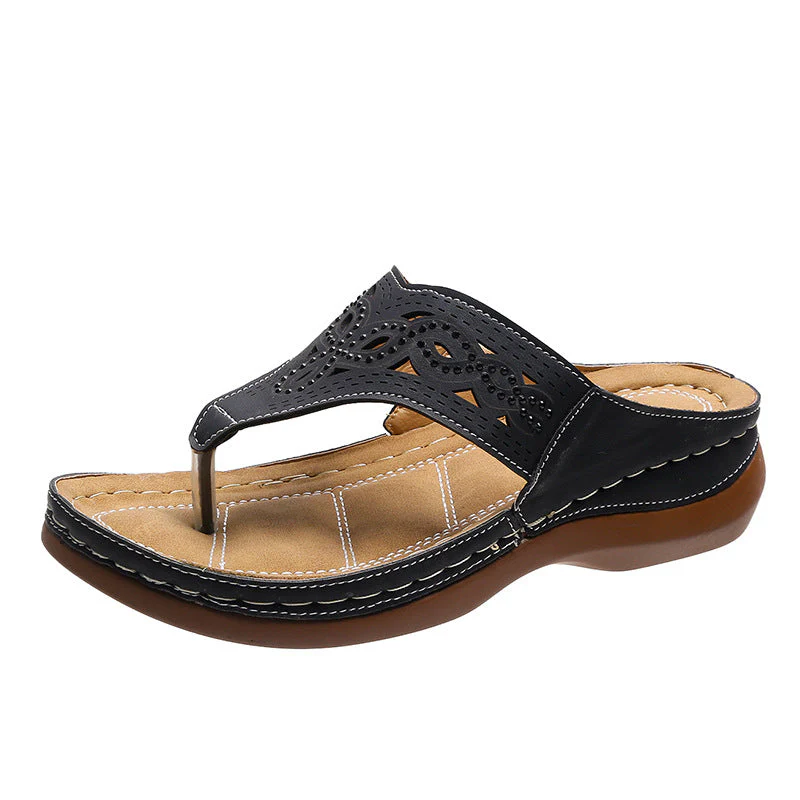 Mare® | Hollow Rhinestone Flip Flops For Women - Image 2