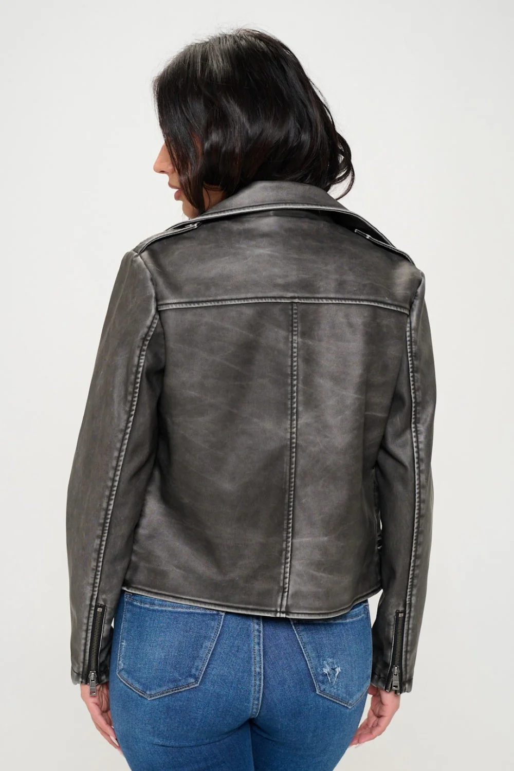 Mareike | Biker jacket with zip and belt - Image 2
