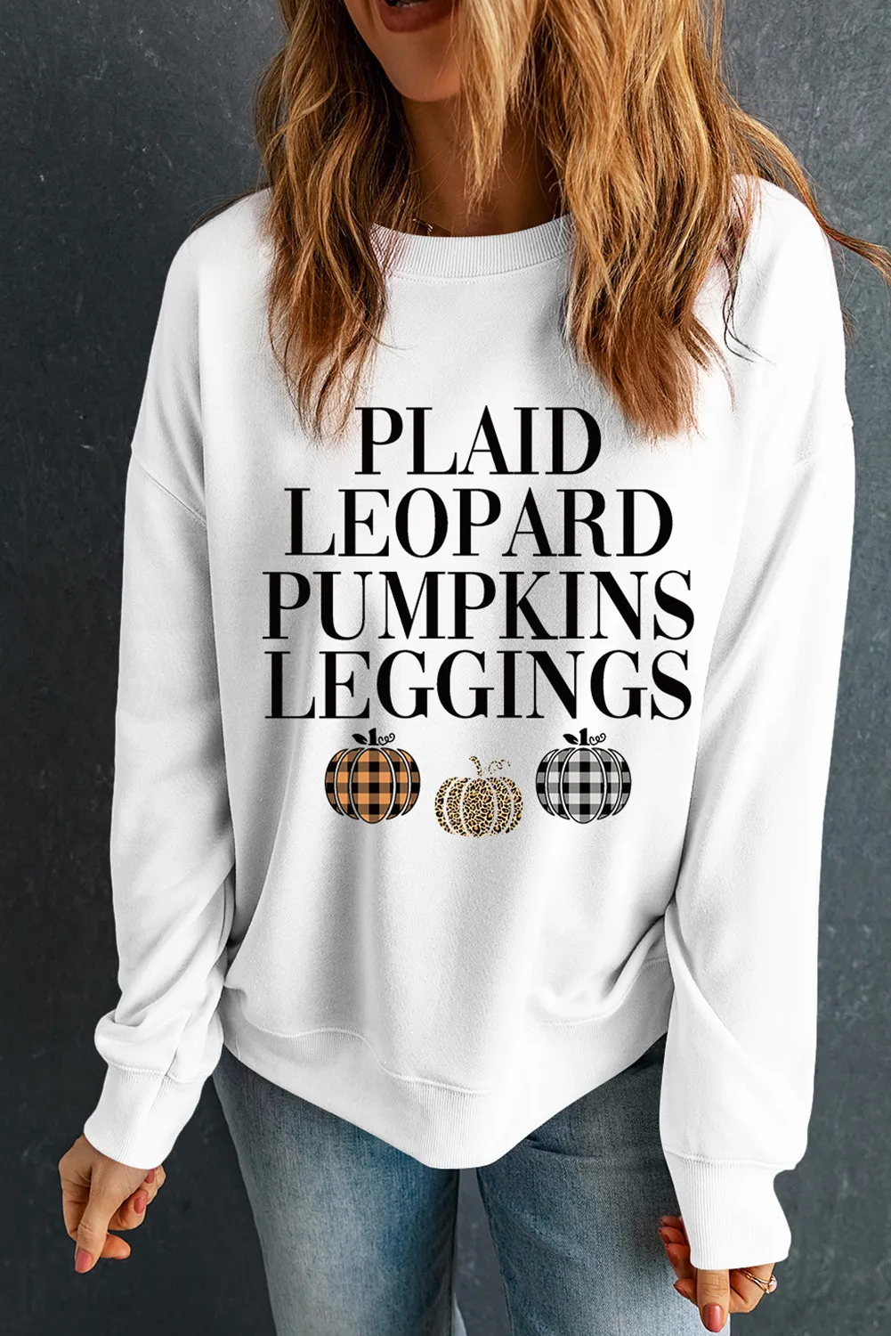 Mareike | Long sleeve crew neck sweatshirt with letter graphic - Image 2