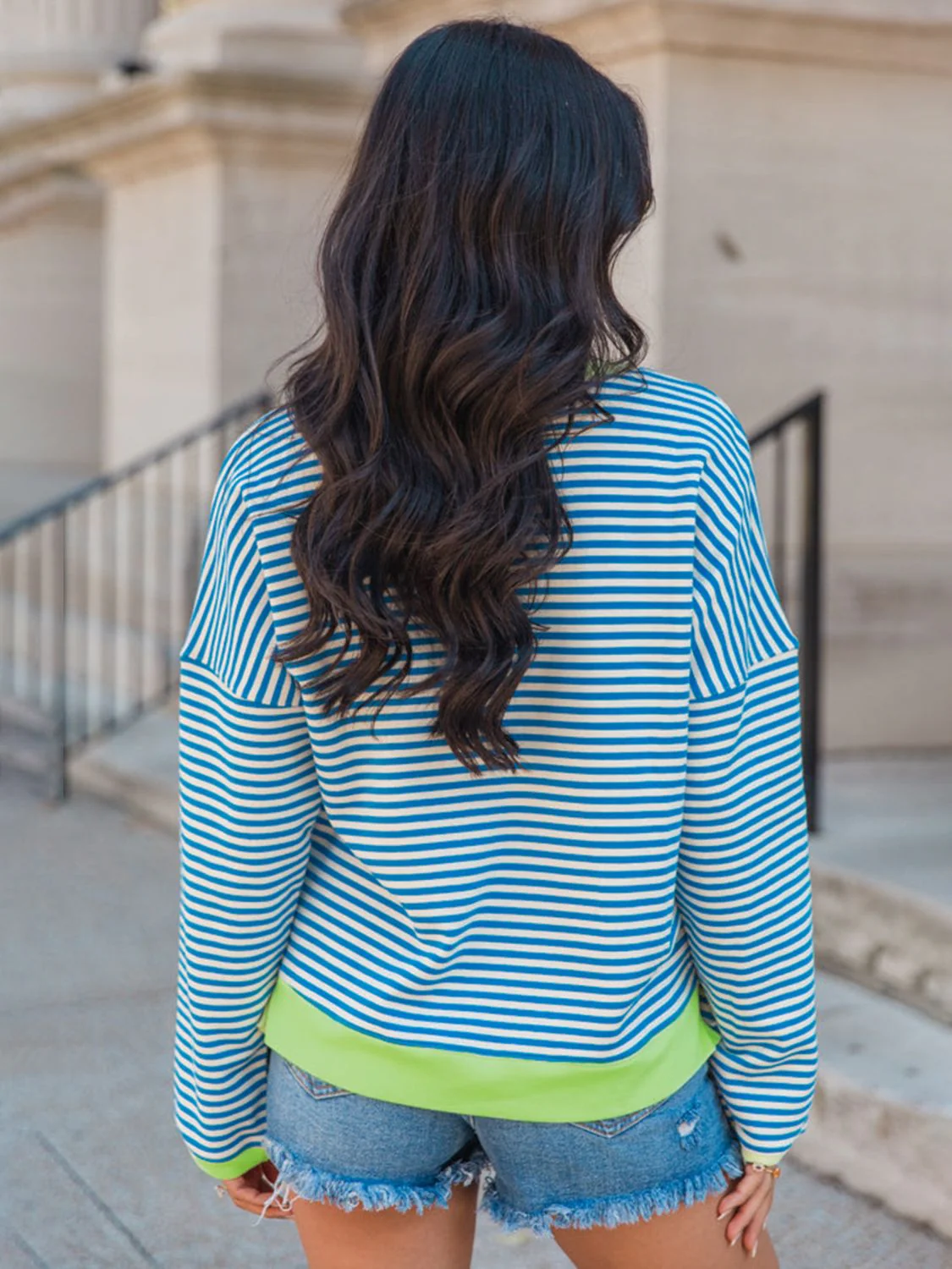 Margrit | Perfee striped long sleeve crew neck sweatshirt - Image 5