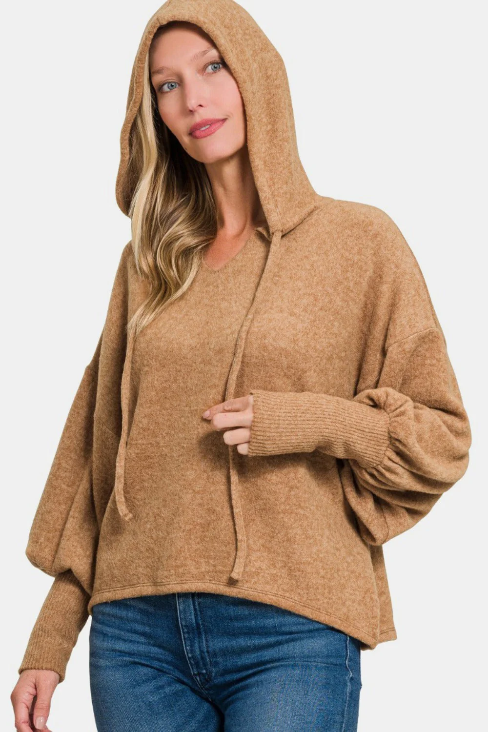 Maria | Brushed Hacci hoodie with dropped shoulders - Image 2