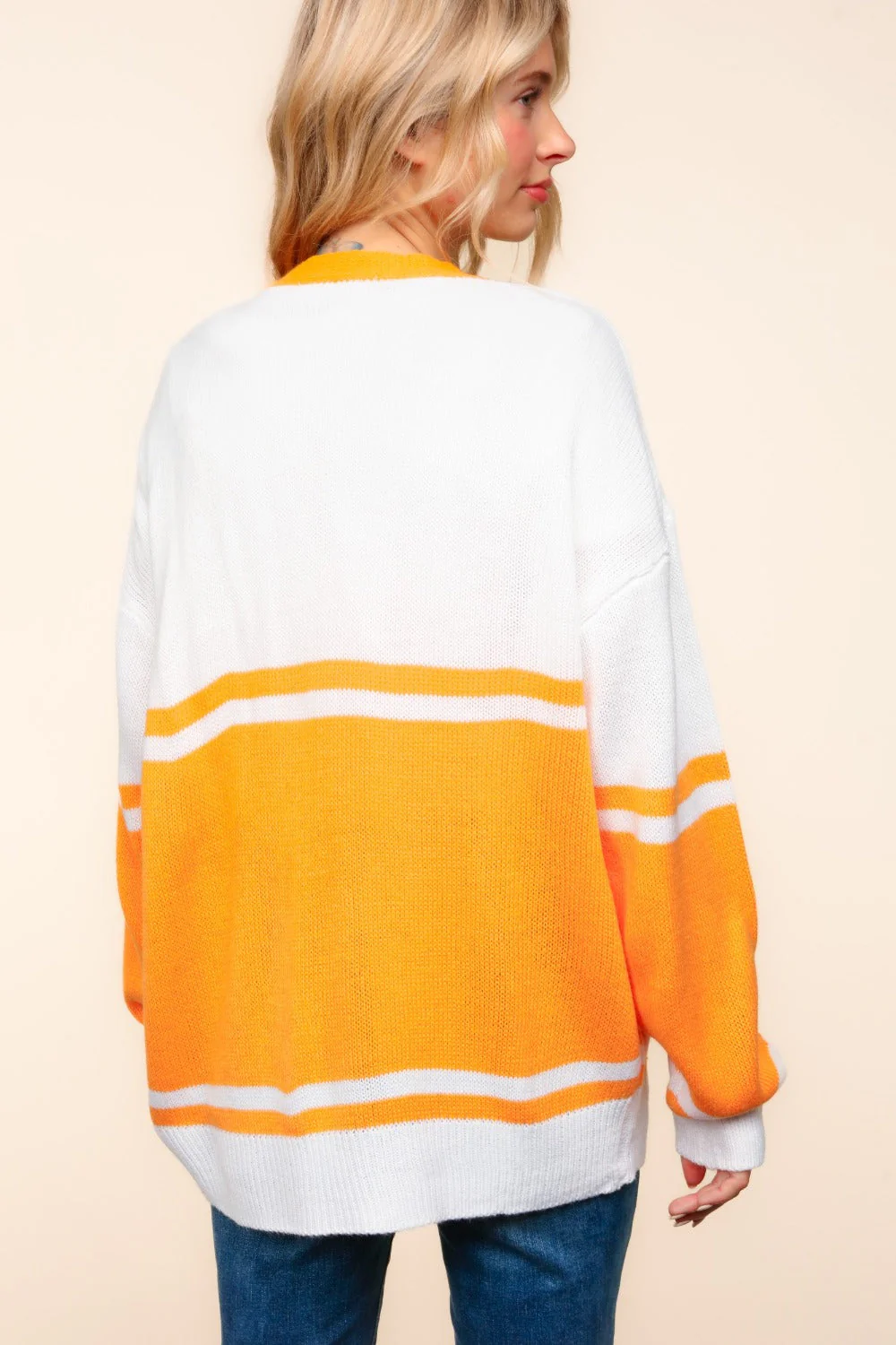 Maria | Haptics cardigan with V-neck, button placket and letter patch - Image 2
