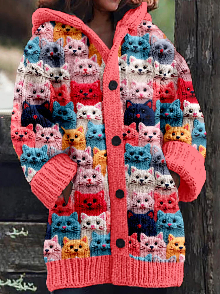 Maria | Warmly lined hoodie with a cat motif - Image 3