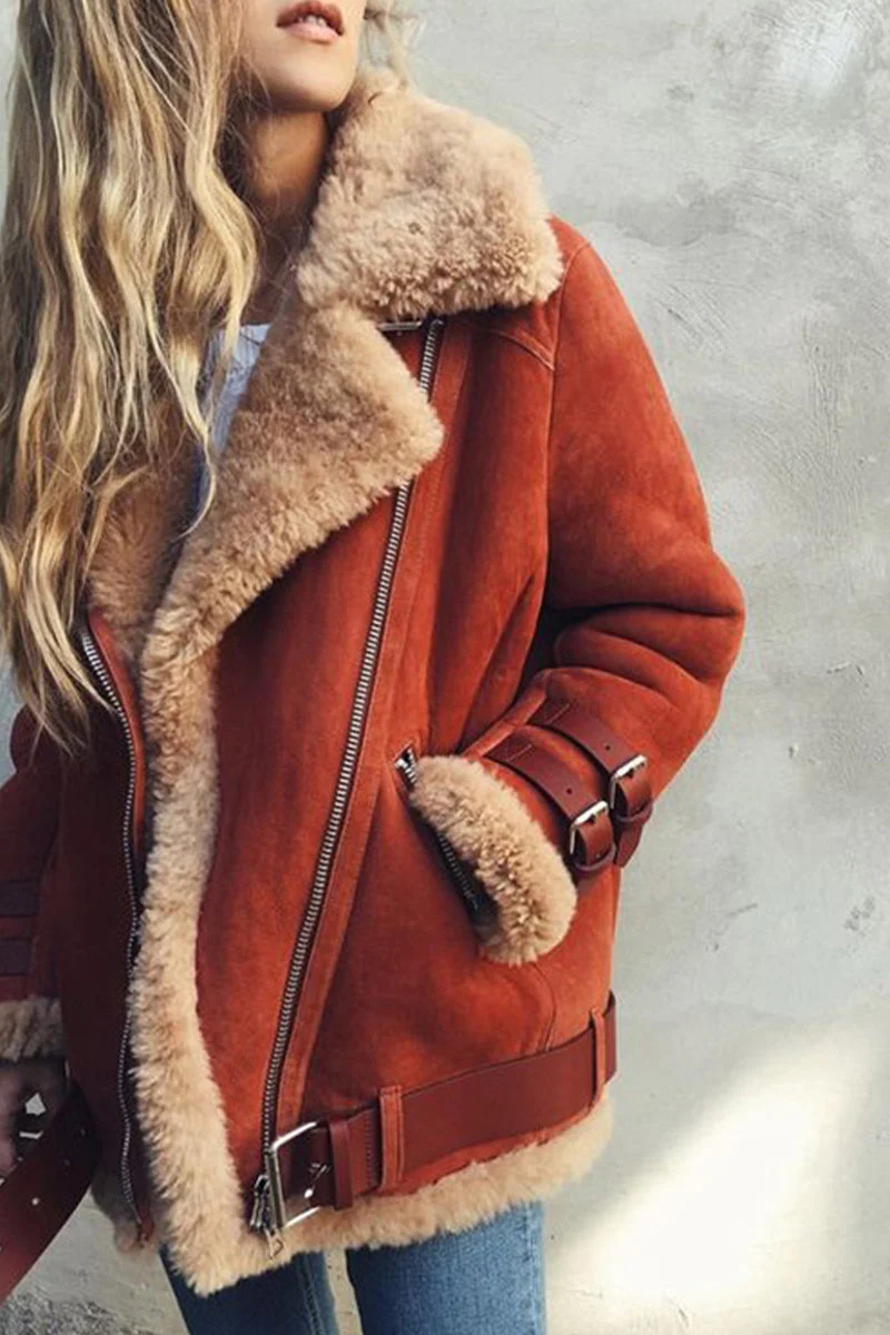 Maria Eugenia | Casual Street Solid Patchwork Turn-Down Collar Outerwear - Image 2