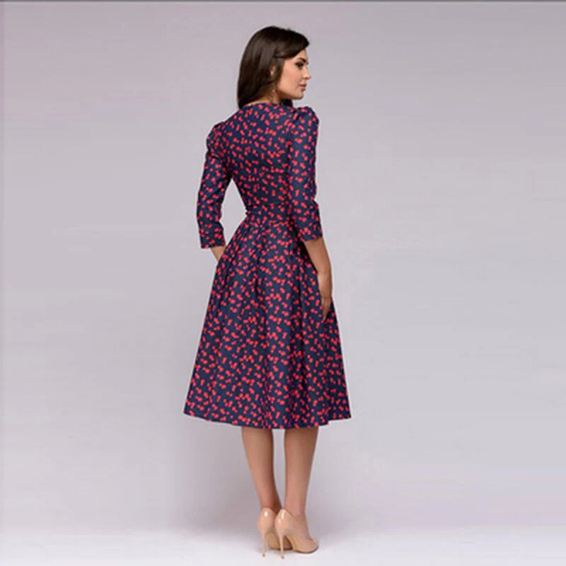 María Eugenia® | Elegant Dress With Red Dot Print - Image 3