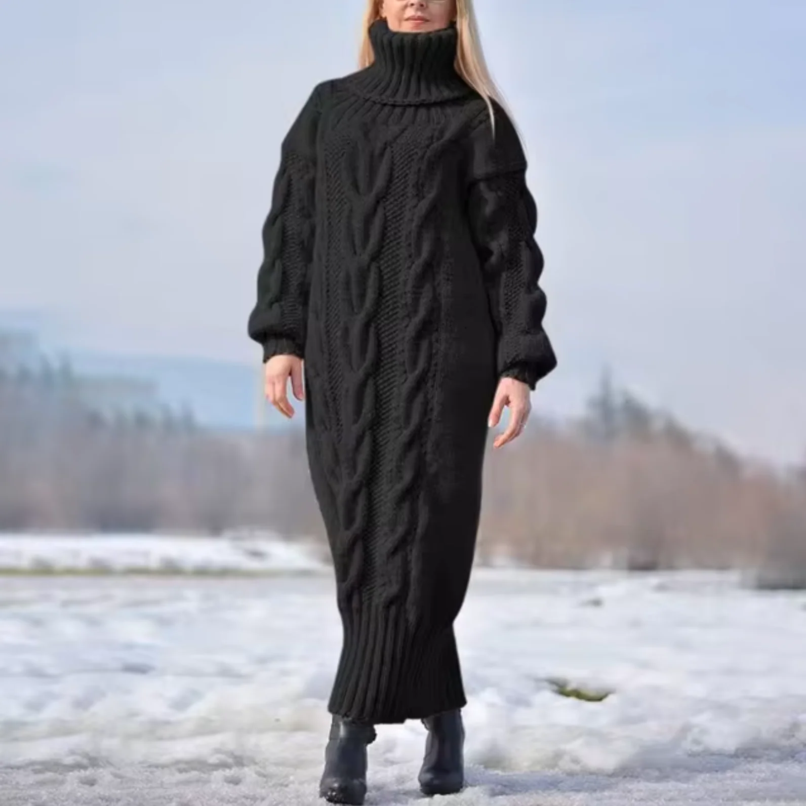Maria Eugenia | Turtleneck sweater, long dress - Image 4