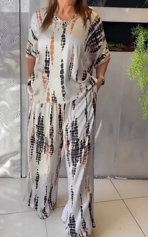 María Fernanda® | Elegant ladies satin suit set round neck - Image 3