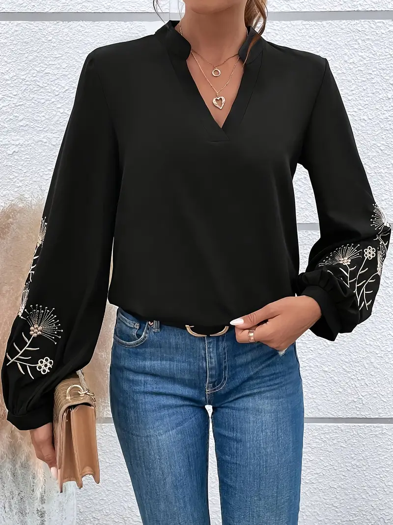 María José® | Blouse With Floral Embroidery And Lantern Sleeves For An Elegant Style - Image 5