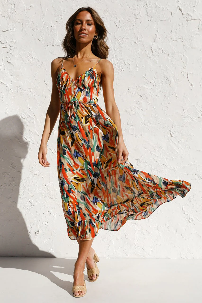María José® | Printed Midi Summer Dress With Ruffle Trim - Image 10