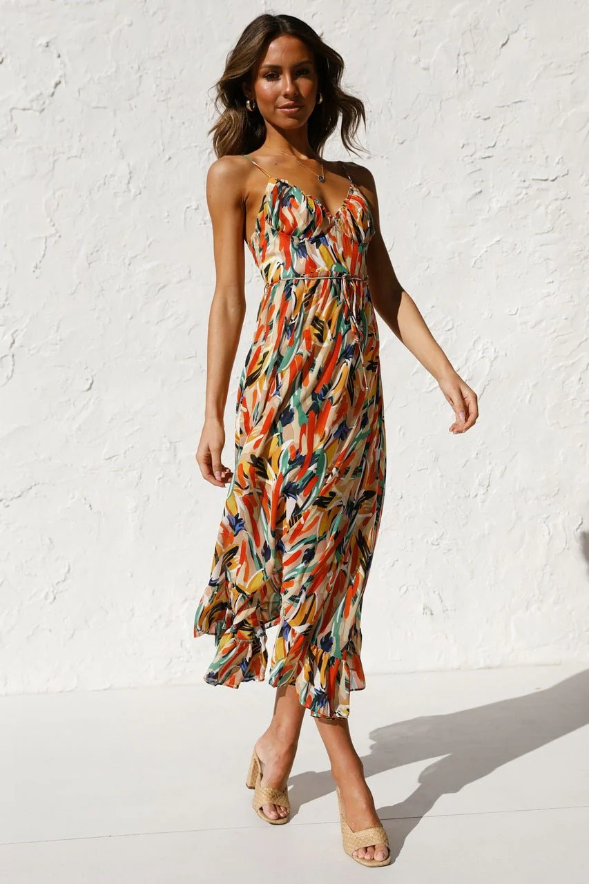 María José® | Printed Midi Summer Dress With Ruffle Trim - Image 2