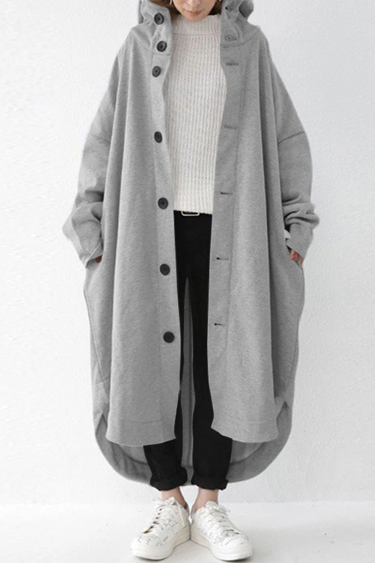 Mariana | Buttoned coat with hooded pocket - Image 2