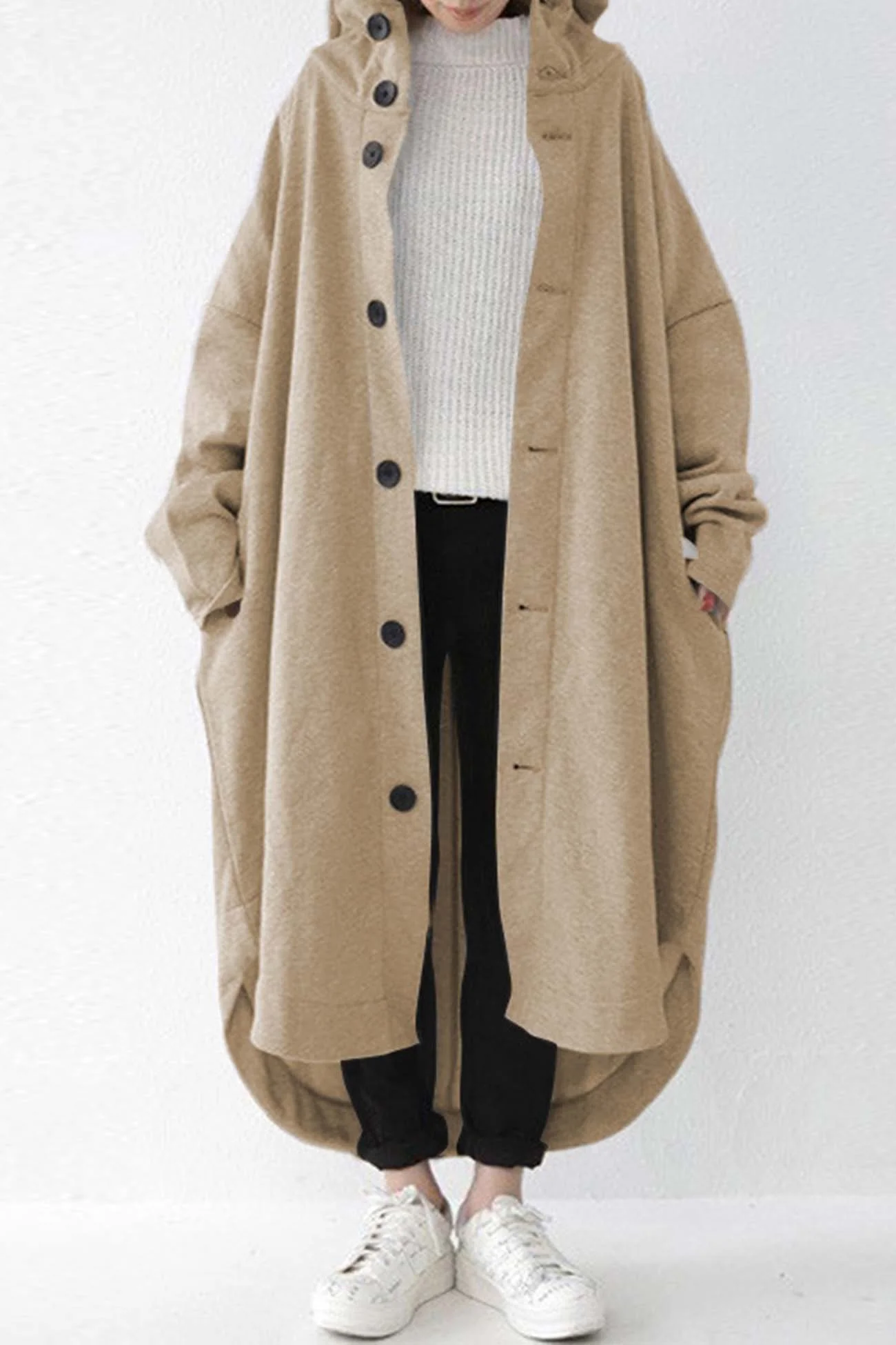 Mariana | Buttoned coat with hooded pocket - Image 8