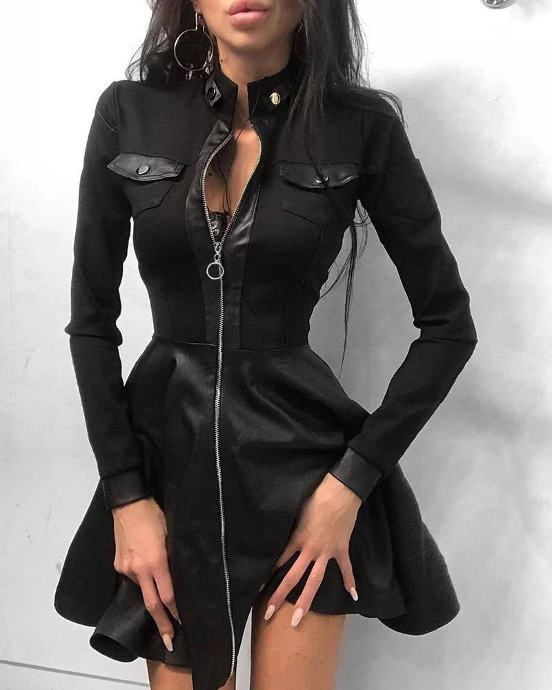 Mariana® | Leather Mini Dress With Zip Fastening