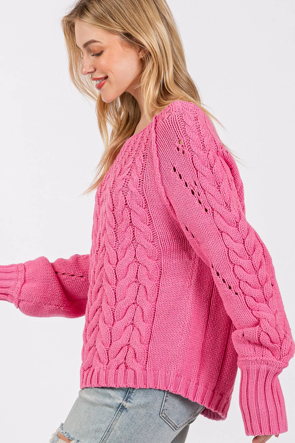 Mariana | Long-sleeved cable knit sweater - Image 3