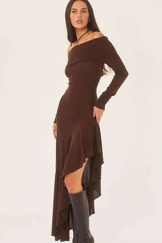 Mariana® | Off-The-Shoulder Flared Midi Knit Dress - Image 2