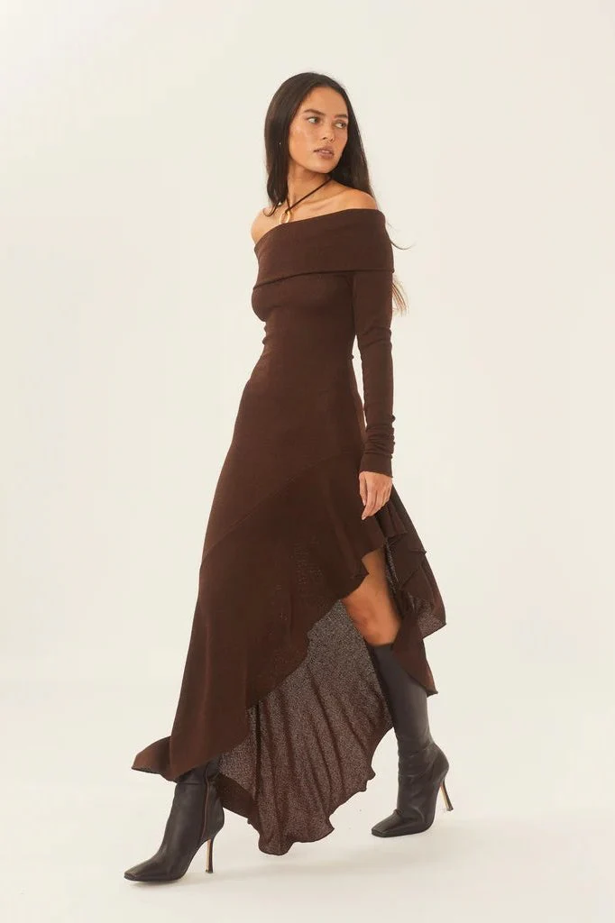 Mariana® | Off-The-Shoulder Flared Midi Knit Dress - Image 5