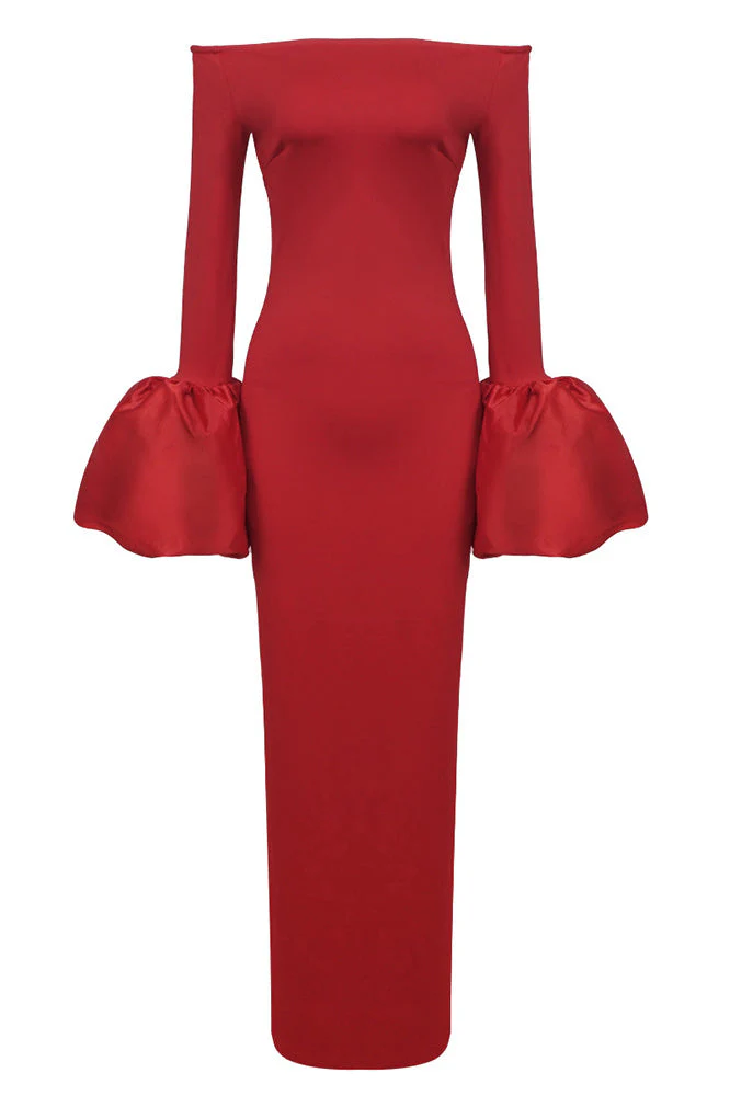 Mariana® | Solid-Colored Lantern-Sleeve Dress - Image 6